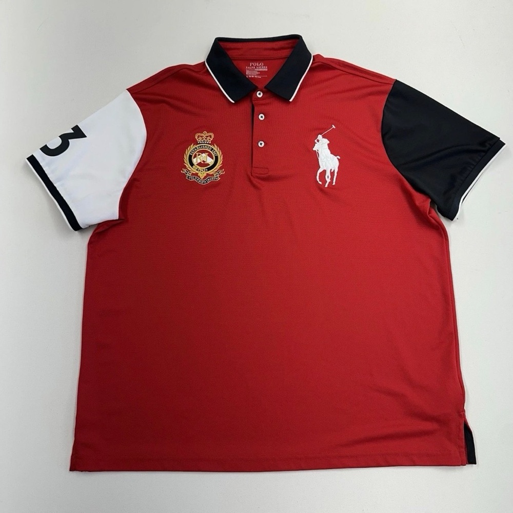 Polo by Ralph Lauren Red, Black, and White Polo Shirt